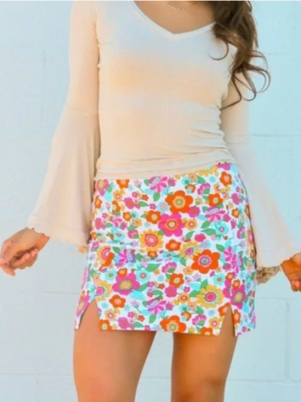 NWOT-Love On A Hanger-Retro Floral-Multicolored-Mini Skirt-9 Juniors-Small Women
